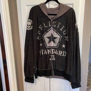 Affliction reversible zip hoodie